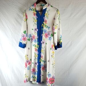 Vintage 60s 70s Evelyn Pearson Floral House‎ Dress Robe